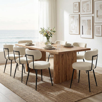 Esszimmerstühle 4er Set Bouclé Beige – Gepolsterte Küchenstühle