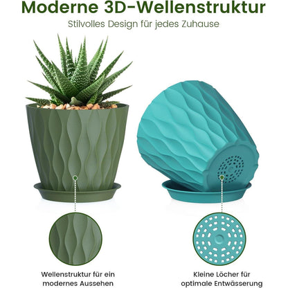 5x Blumentopf 20cm mit Untersetzer & Abflusslöchern