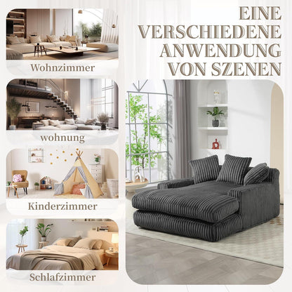 Cloud Sofa: Dunkelgraues Cord Schlafsofa mit Kissen & Komfort