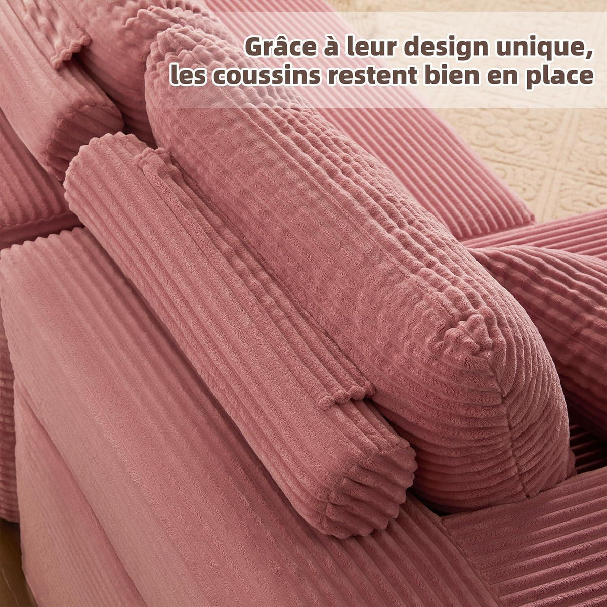 Modulares L-Ecksofa mit Schlaffunktion & Recamiere links Rosa
