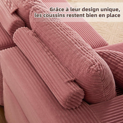 Modulares L-Ecksofa mit Schlaffunktion & Recamiere links Rosa