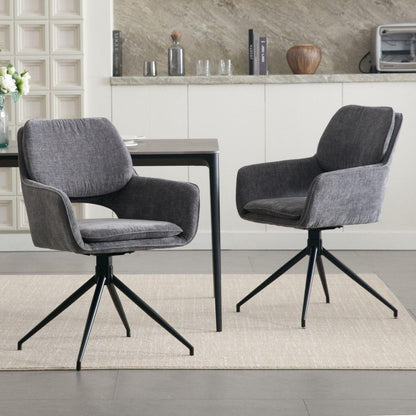 Drehbare Esszimmerstühle Set Grau – Chenille Polsterstühle
