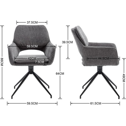 Drehbare Esszimmerstühle Set Grau – Chenille Polsterstühle
