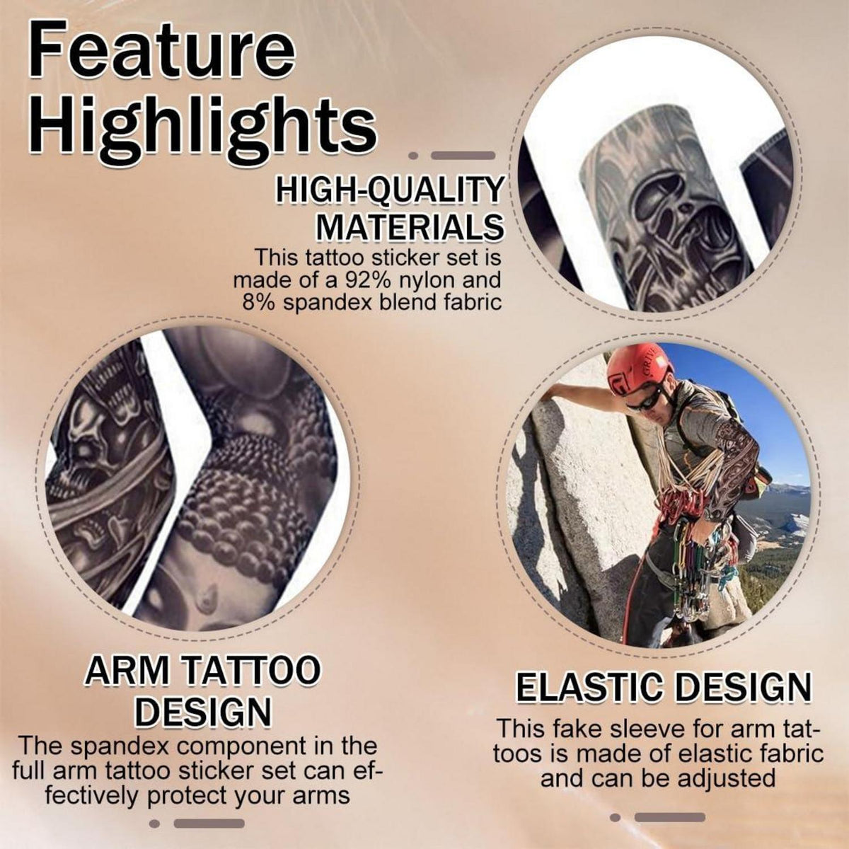 6er Set Tattoo Ärmel Sonnencreme Armlinge für Party & Cosplay