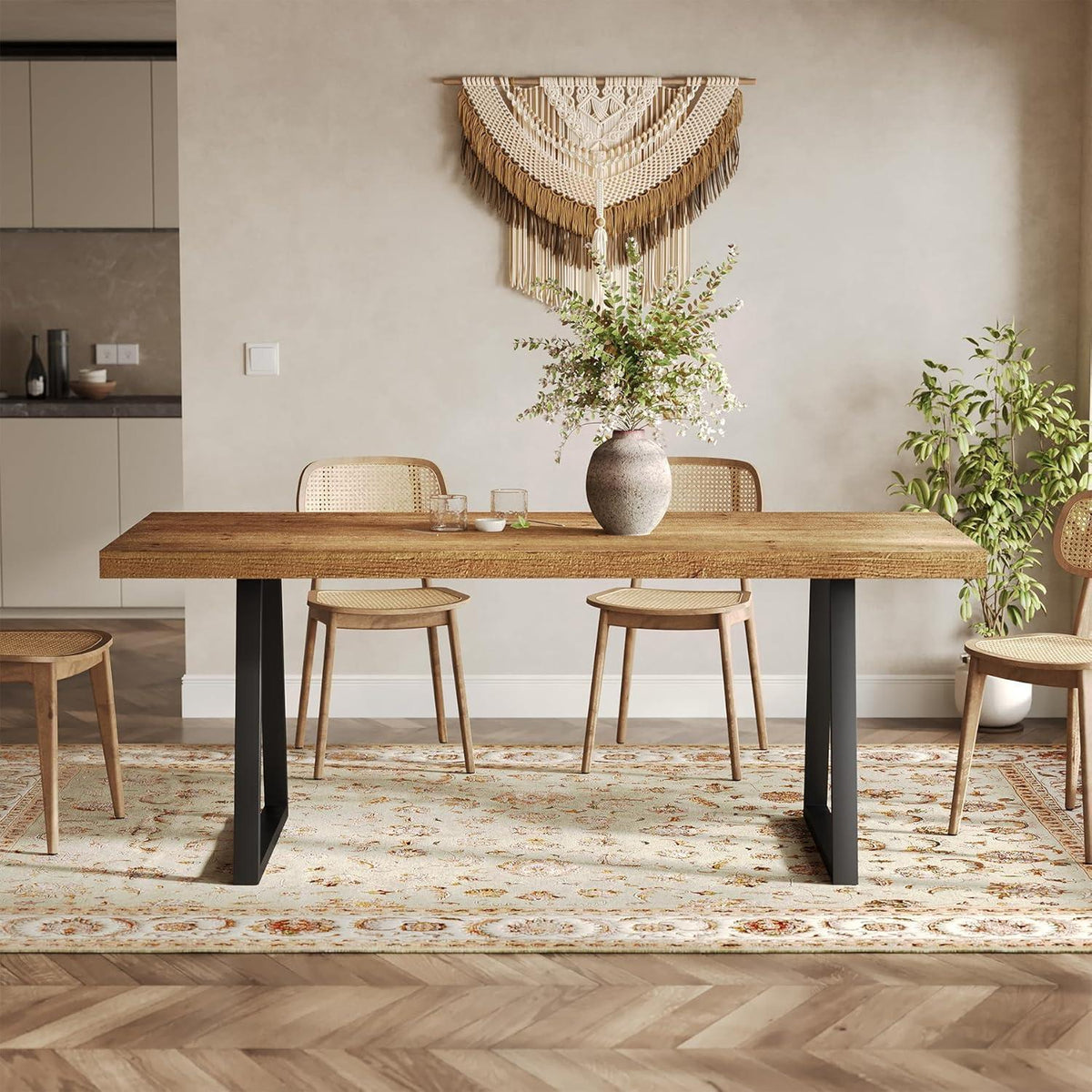 Industrietisch Esstisch Massivholz 160cm Braun