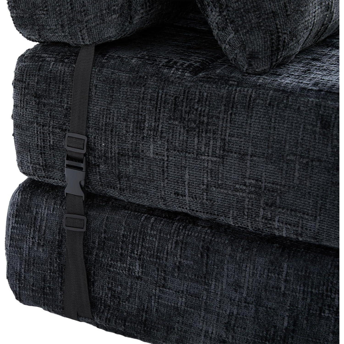 Klappbares Schlafsofa mit Kissen | Boneless Couch Schwarz