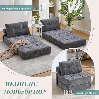 Klappbares Schlafsofa mit Kissen – Grau, Komfort & Platzsparend