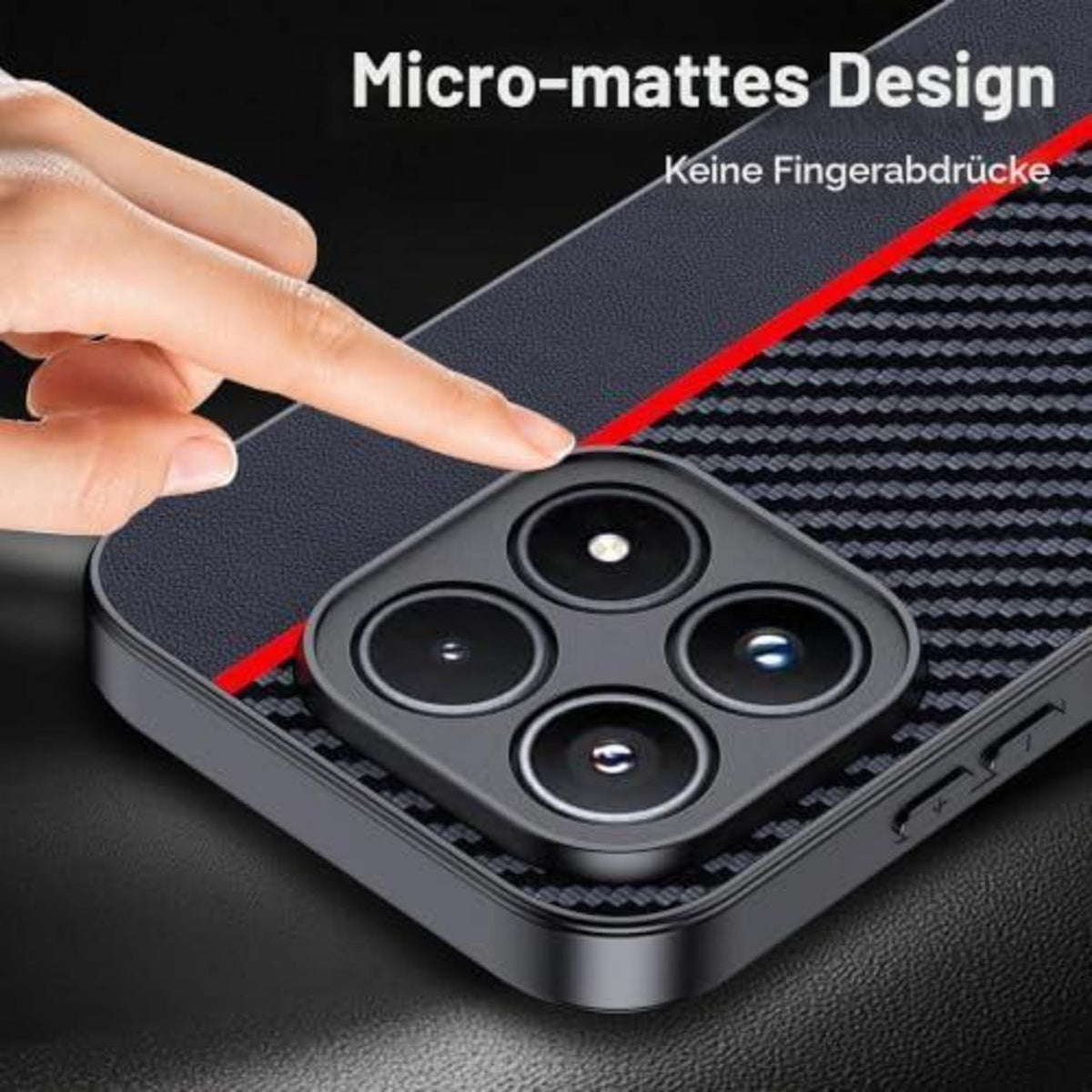 Xiaomi 17 5G Hülle: Wasserdicht, Stoßfest & Kohlefaser Rot/Schwarz