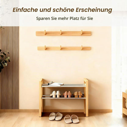 Holz Schuhregal Eiche 2-stöckig, Erweiterbar & Platzsparend