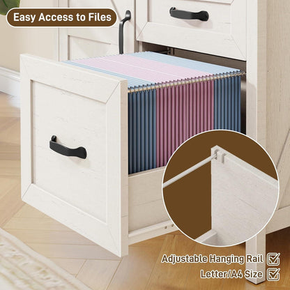 Aktenschrank 80cm Bauernhausstil Weiß – A4 Hängeregister