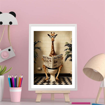 Malen nach Zahlen Giraffe mit Rahmen – DIY Badezimmer Deko