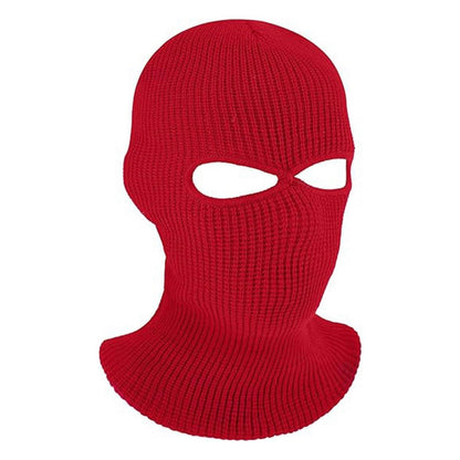 Rote Strick Ski-Maske mit 2 Löchern – Warm & Winddicht
