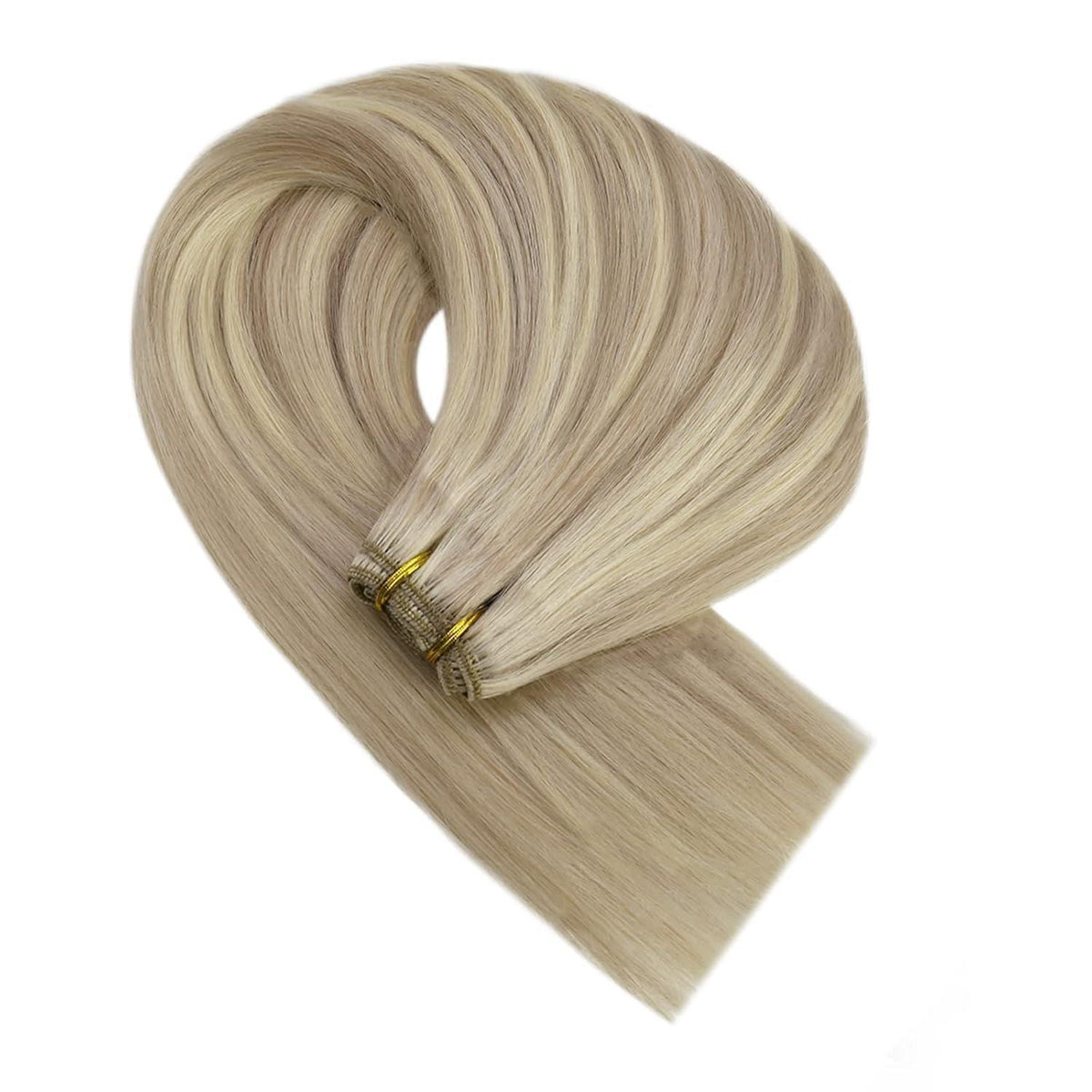 Echthaar Tressen Aschblond 35cm - Remy Weft Extensions