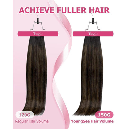 Echthaar Clip-in Extensions Ombre Braun 50cm