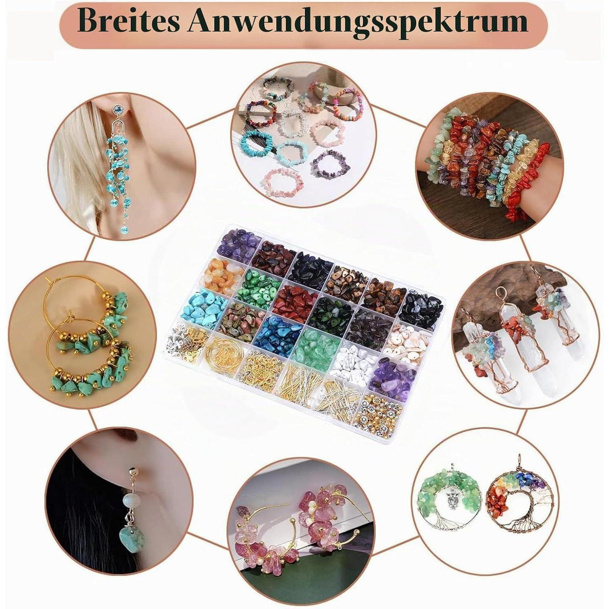 Schmuck Set mit Natursteinen – 1180 Perlen zum Selbermachen