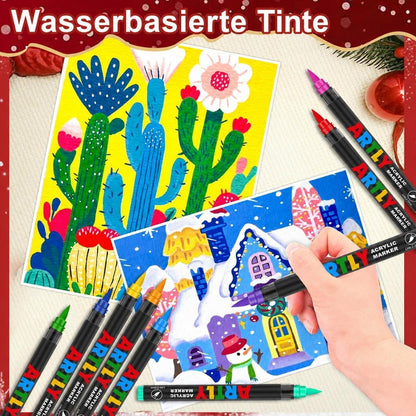 320 Acrylstifte Set Wasserfest – Pinselmarker für Stein, Holz & Co.