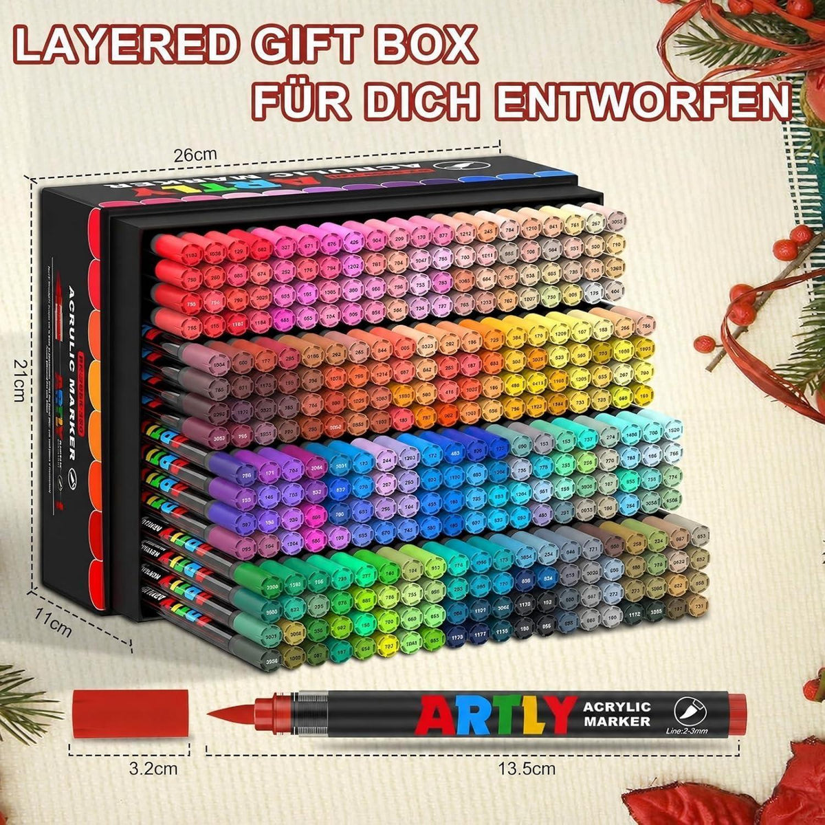 320 Acrylstifte Set Wasserfest – Pinselmarker für Stein, Holz & Co.