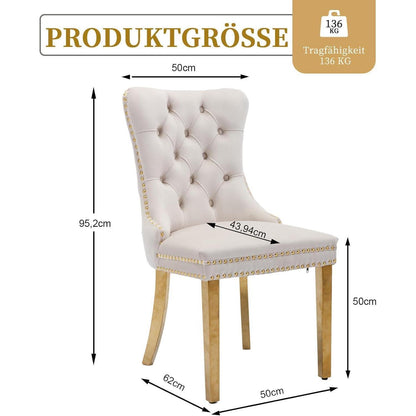 Samt Esszimmerstühle 4er Set mit goldenen Beinen