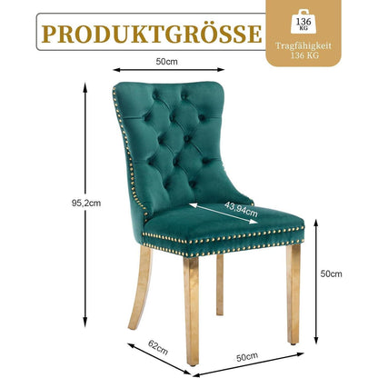 Samt Esszimmerstühle 2er Set mit goldenen Beinen