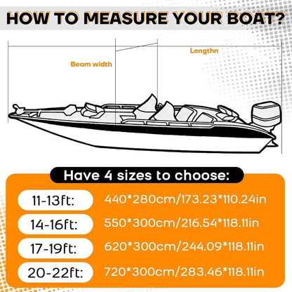 Bootsplane Wasserdicht 17-19ft – Abdeckplane für V-Rumpf Boot