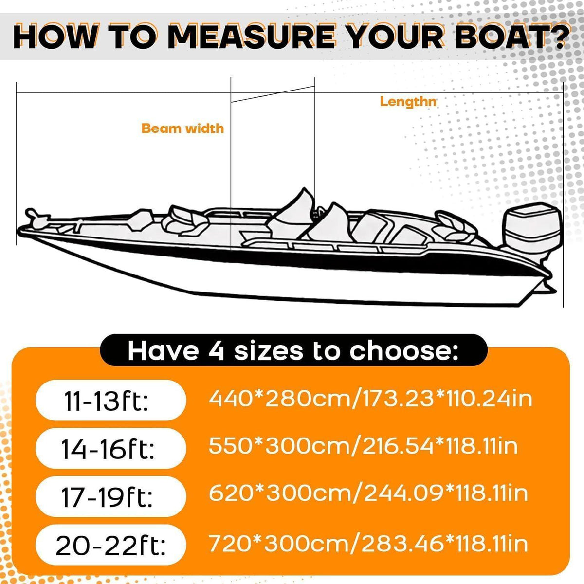 Bootsplane Wasserdicht 420D Oxford – Abdeckung für 14-16ft Boote