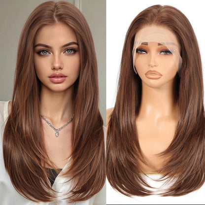 Dunkelbraune 22" Lace Front Perücke Gerade, Glueless & Vielseitig