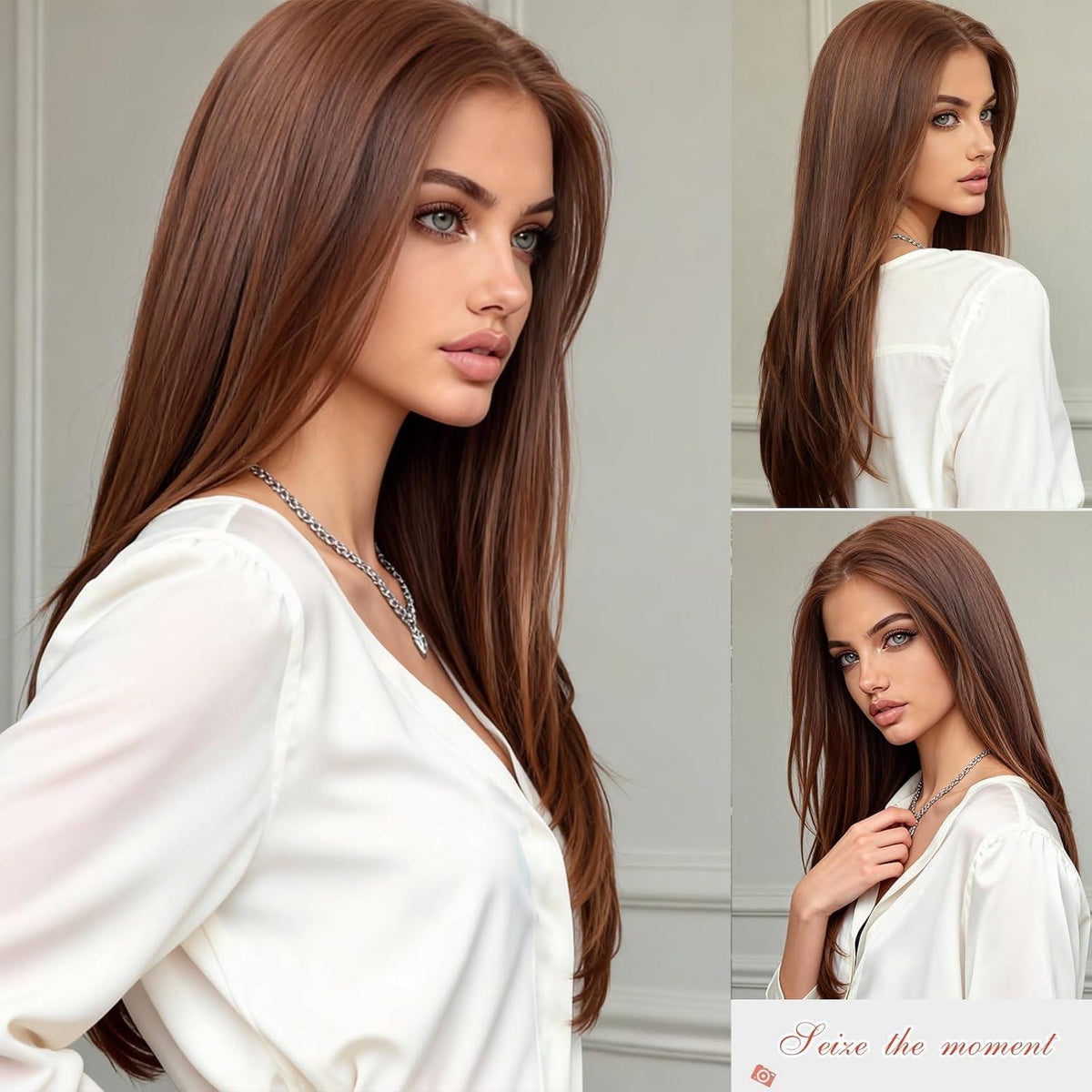 Dunkelbraune 22" Lace Front Perücke Gerade, Glueless & Vielseitig