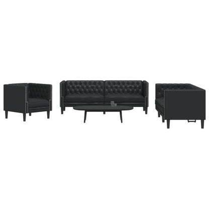 Chesterfield Polstersofa Schwarz – Sessel, 2-Sitzer & 3-Sitzer
