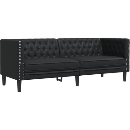 Chesterfield Polstersofa Schwarz – Sessel, 2-Sitzer & 3-Sitzer