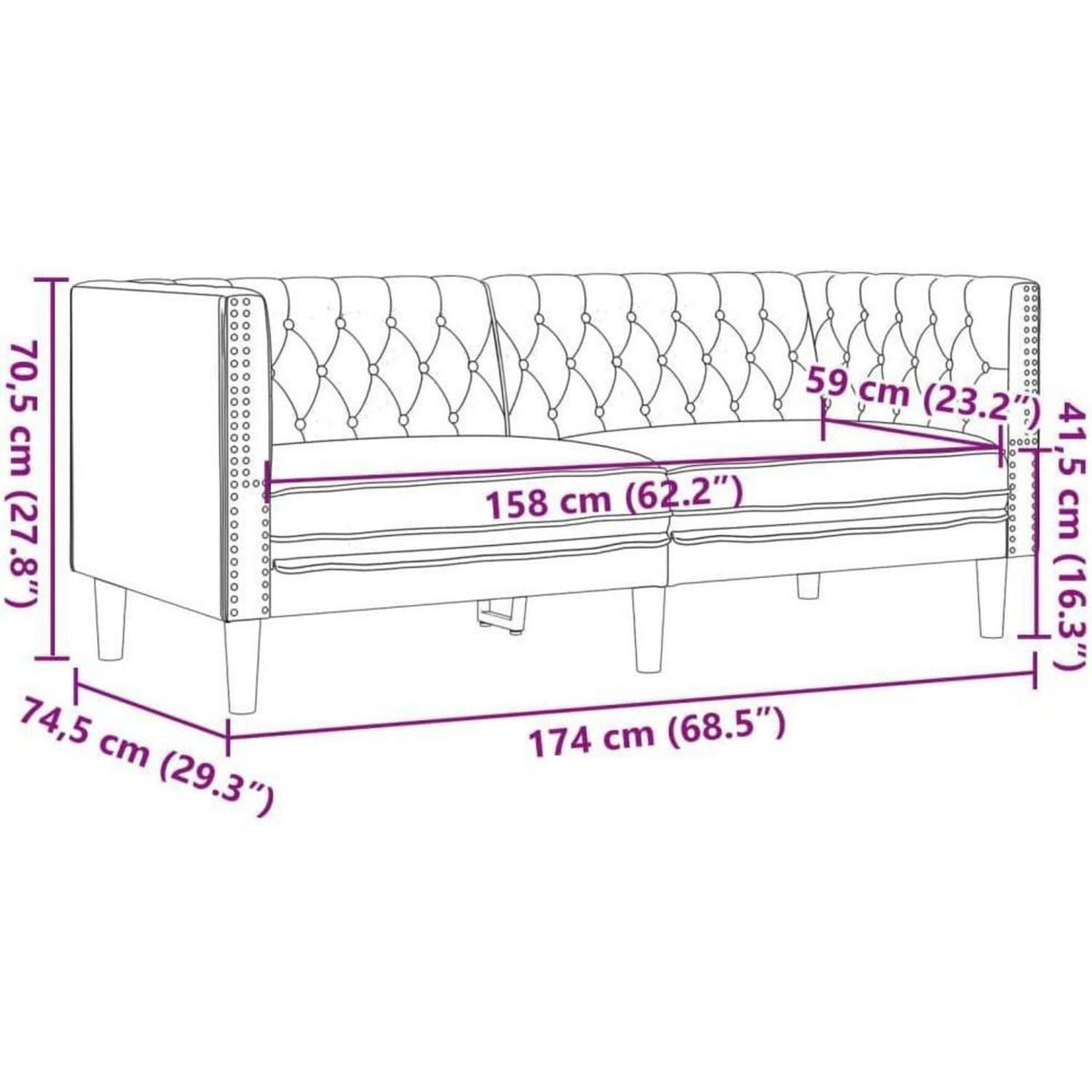 Chesterfield Polstersofa Schwarz – Sessel, 2-Sitzer & 3-Sitzer