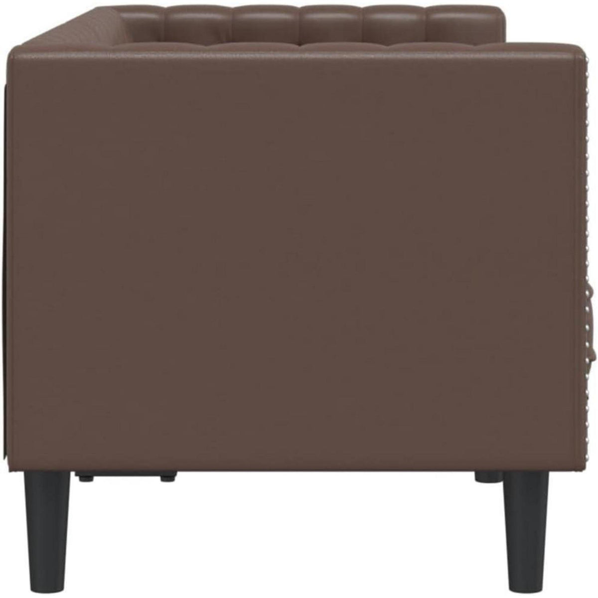 Chesterfield 2-Sitzer Sofa Braun Kunstleder Polstersofa