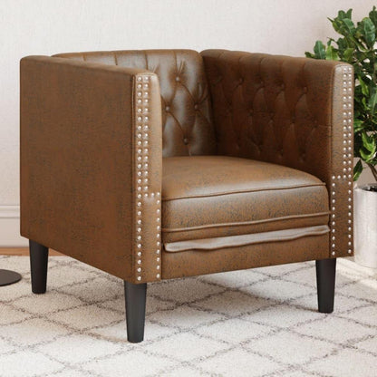 Chesterfield Sessel Braun Kunstleder – 1-Sitzer Polstersofa
