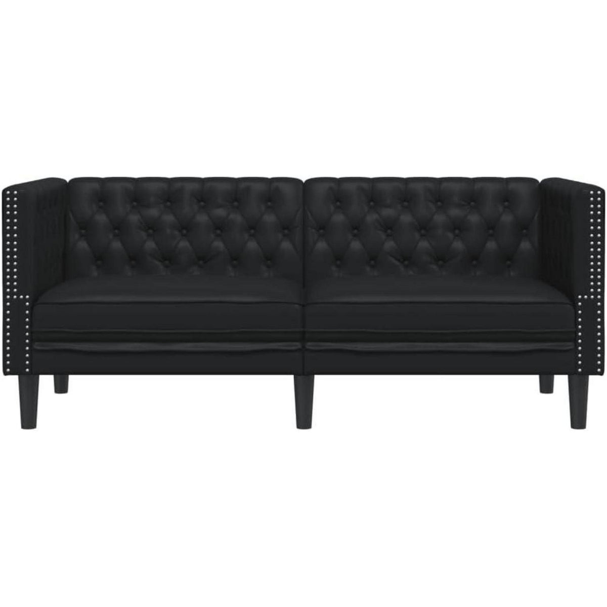 Chesterfield Sofa 2-Sitzer Schwarz Kunstleder