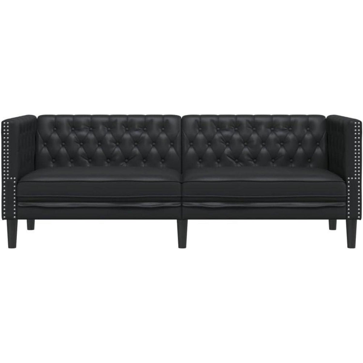 Chesterfield Sofa 3-Sitzer Schwarz Kunstleder