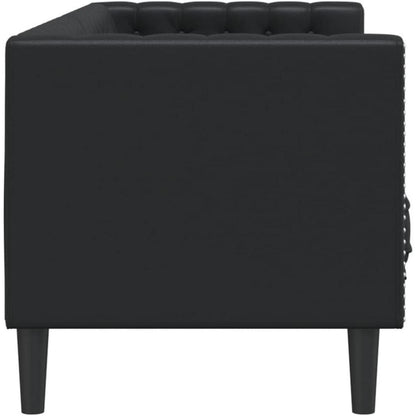 Chesterfield Sofa 3-Sitzer Schwarz Kunstleder