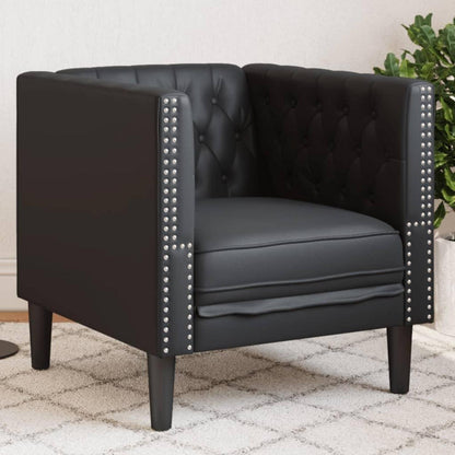 Chesterfield Sessel Schwarz Kunstleder 1-Sitzer