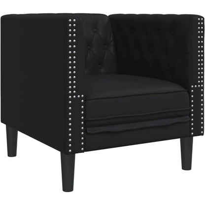 Chesterfield Sessel Schwarz Kunstleder 1-Sitzer