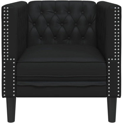 Chesterfield Sessel Schwarz Kunstleder 1-Sitzer