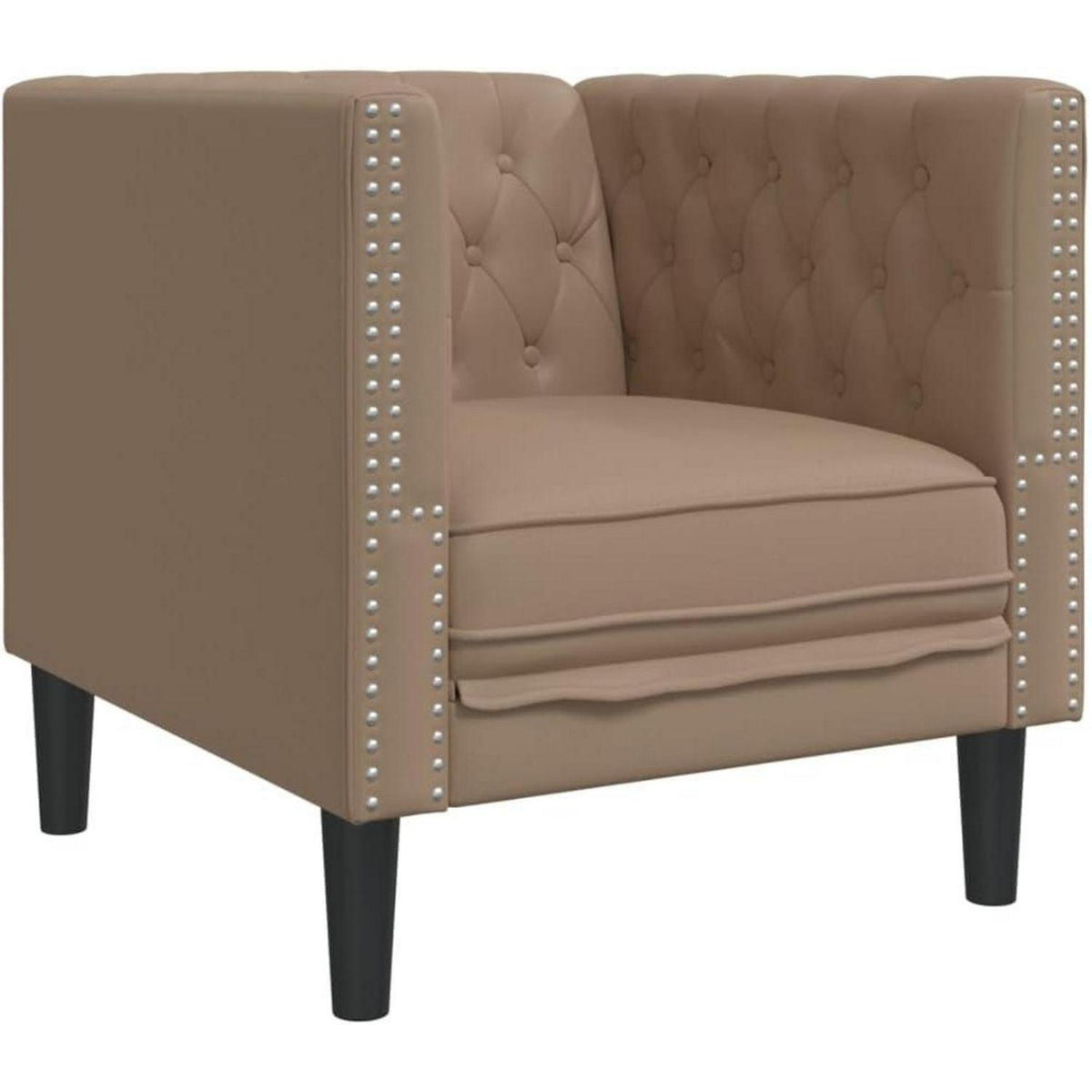 Chesterfield Sessel Kunstleder Cappuccino | 1-Sitzer Polstersofa
