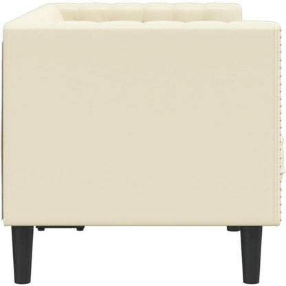 Chesterfield Sofa 2-Sitzer Creme Kunstleder Polstersofa