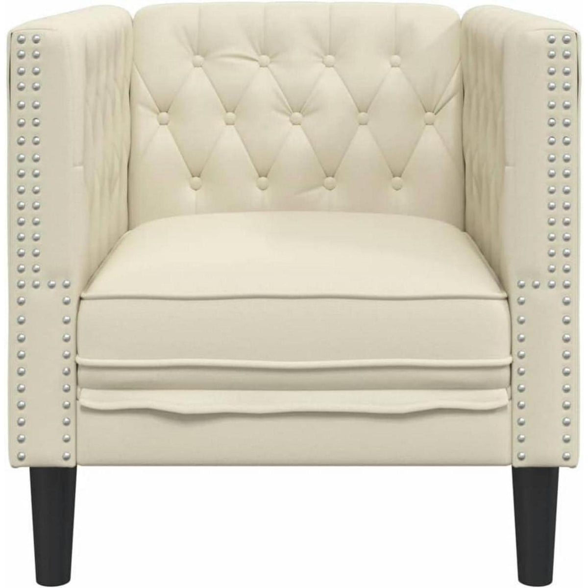 Chesterfield Sessel Creme Kunstleder 1-Sitzer Polstersofa