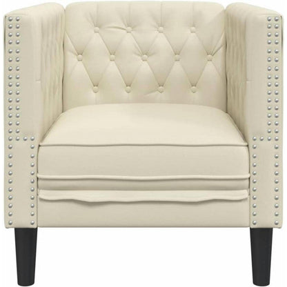 Chesterfield Sessel Creme Kunstleder 1-Sitzer Polstersofa