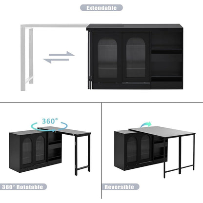 Klappbarer Esstisch mit Stauraum & Schublade – Schwarz 121.5x76.7cm