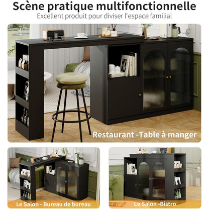 Klappbarer Esstisch mit Stauraum & Schublade – 120x103cm Schwarz