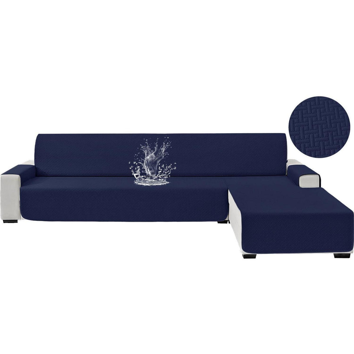 Wasserdichter Sofabezug L-Form 3 Sitzer Dunkelblau