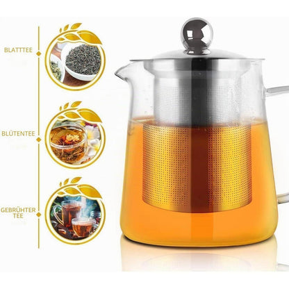 Glas-Teekanne mit Edelstahlfilter – 750ml