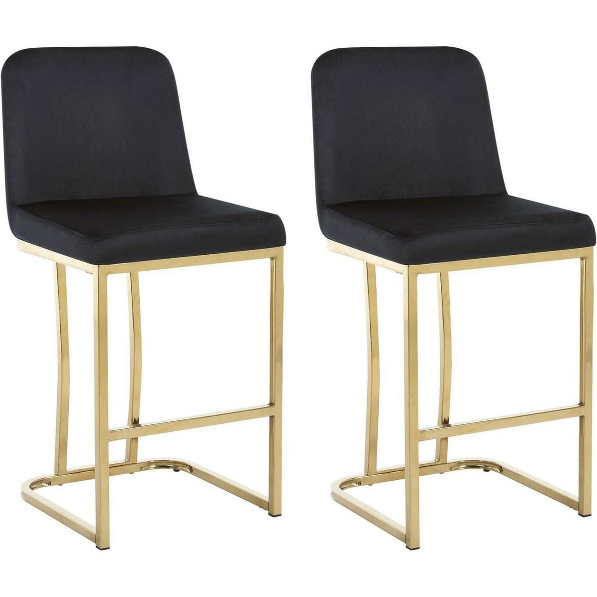 Barhocker 2er Set Samt mit goldenen Beinen