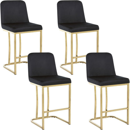 Barhocker 2er Set Samt mit goldenen Beinen