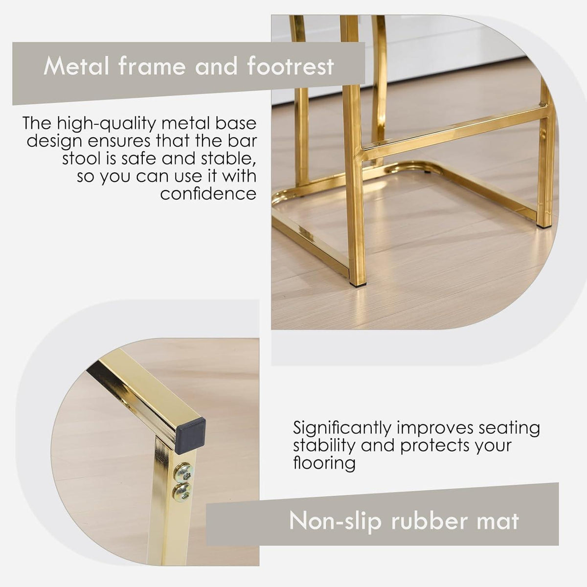 Barhocker 2er Set Samt mit goldenen Beinen