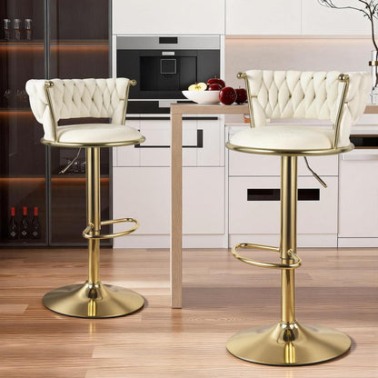 Höhenverstellbarer Barhocker 2er Set – Gold/Beige